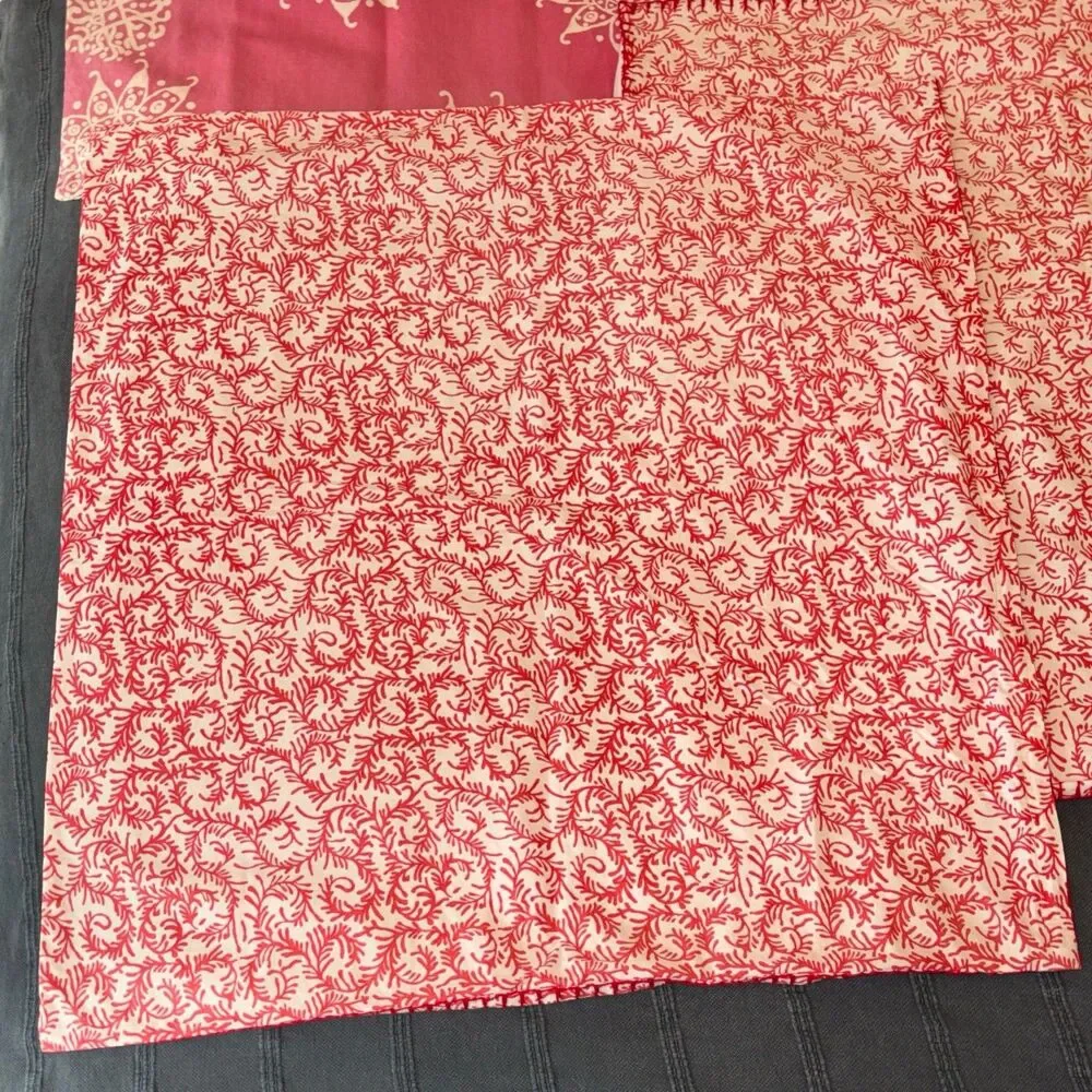 John Robshaw Pillow Shams Cotton Linen Set of 5 Diggi Coral Red & Others India